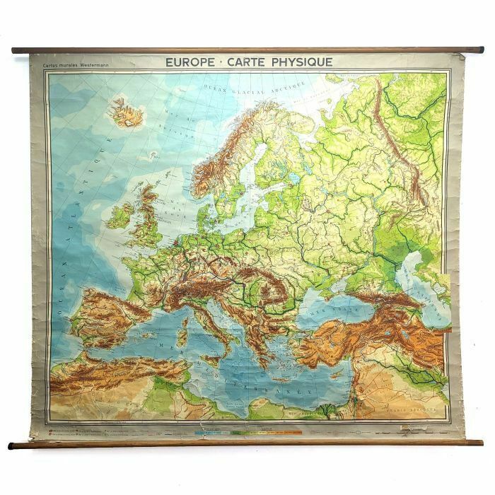Old Physical Map Of Europe, 1940s