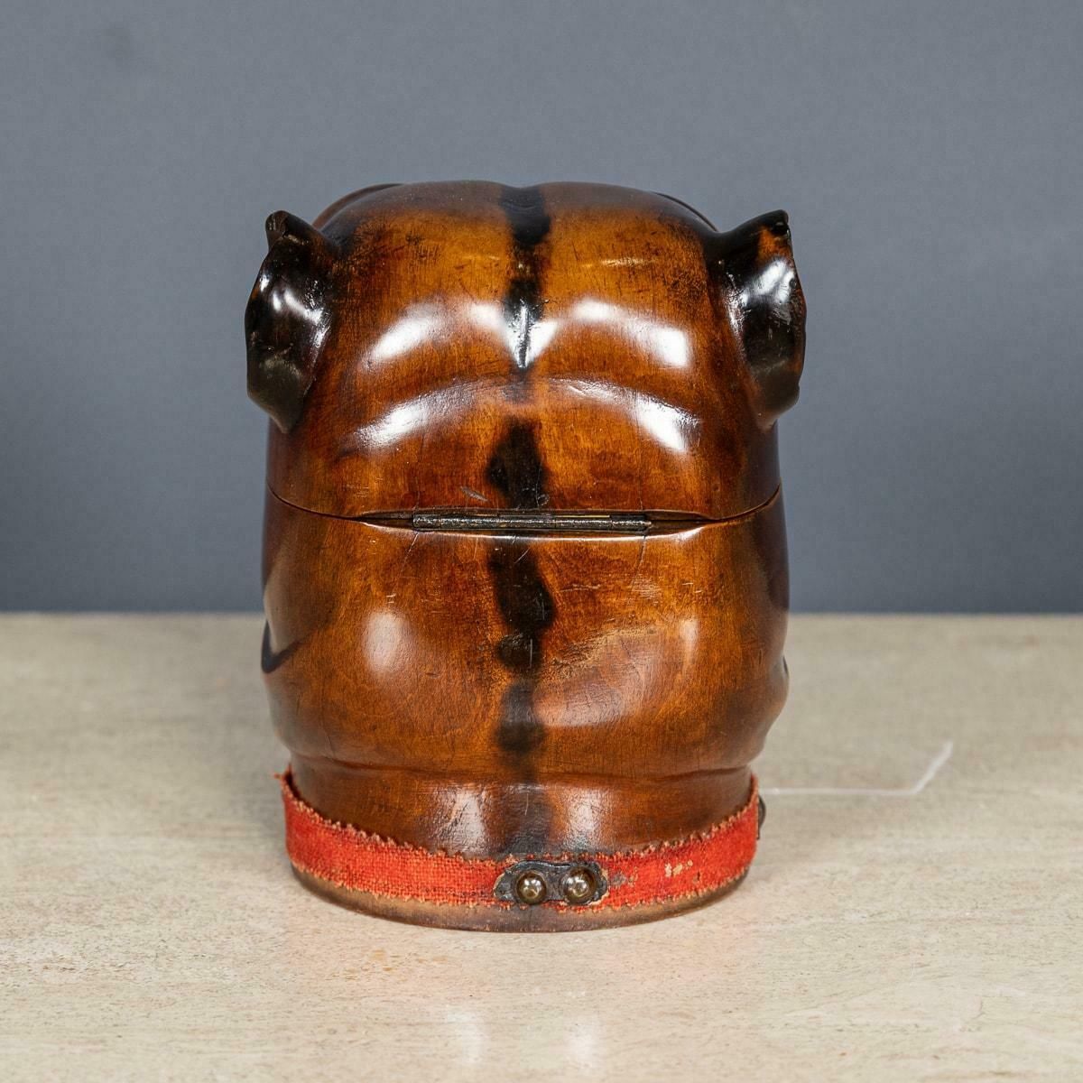 Antique 20thc Lignum Vitae Bulldog Inkwell Jar C.1910 photo 1595.0