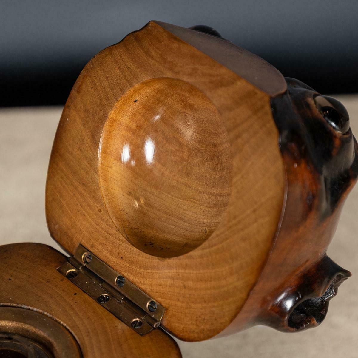 1595.0 Antique 20thc Lignum Vitae Bulldog Inkwell Jar C.1910 photo