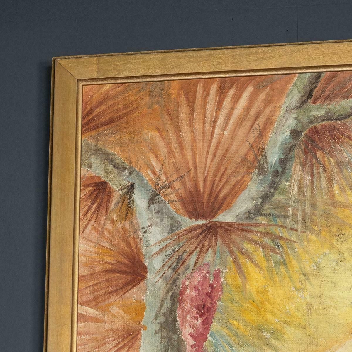 Vintage 20th Century Framed Oil On Canvas Elephant Family Painting C.1960 photo for sale