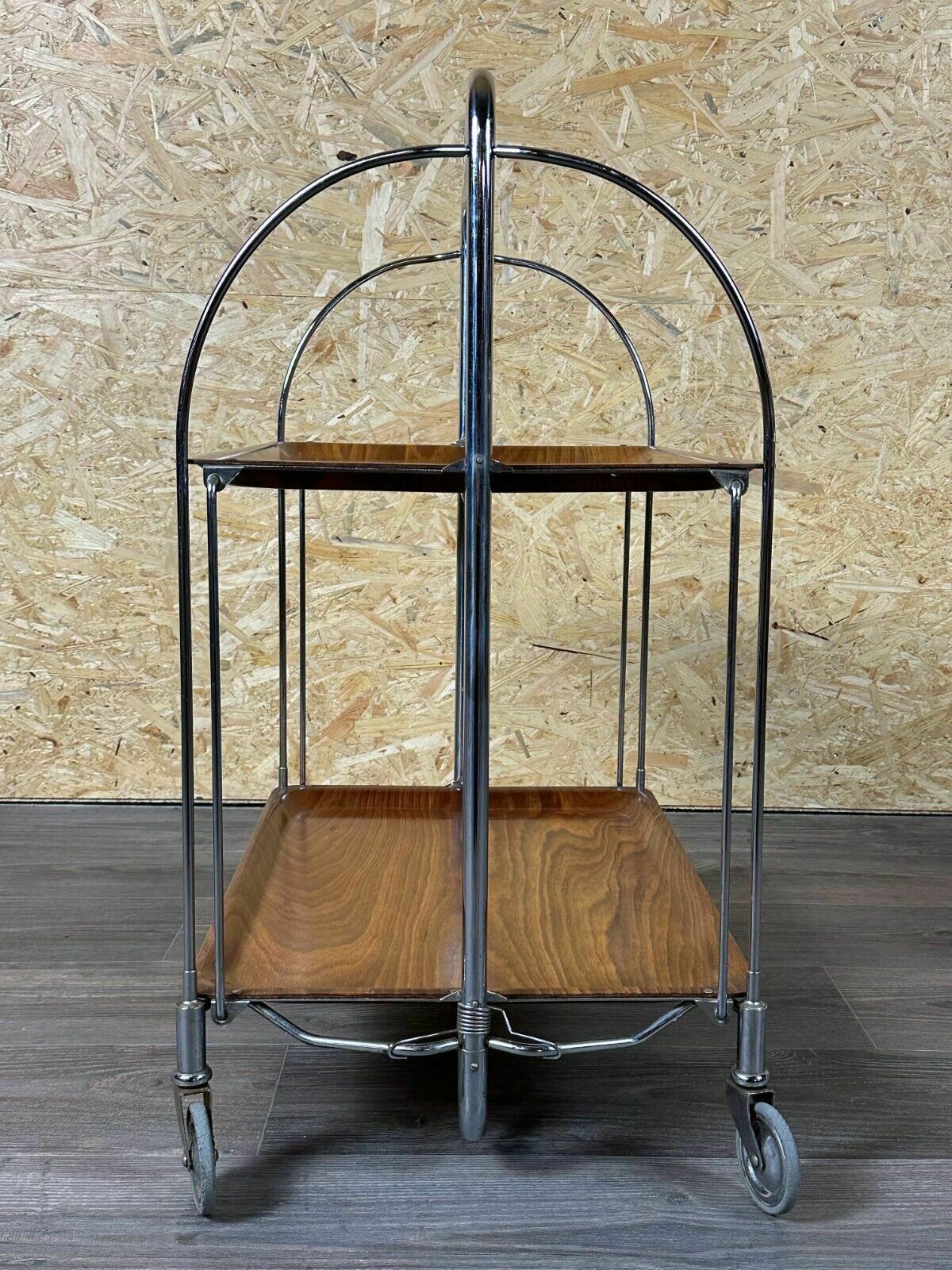 60s 70s Serving Trolley Dinette Side Table Space Age Brown Design 60s 70s photo vinterior