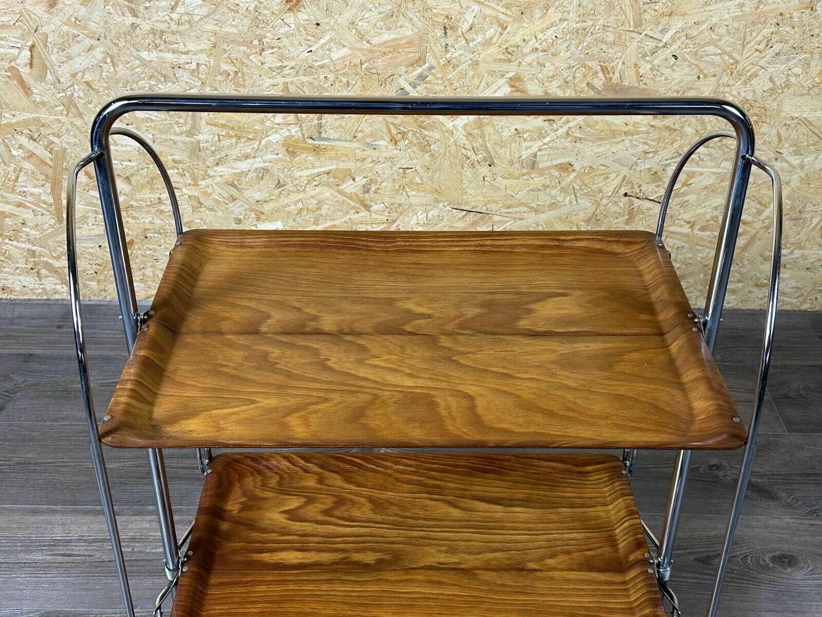 Furniture 60s 70s Serving Trolley Dinette Side Table Space Age Brown Design 60s 70s photo