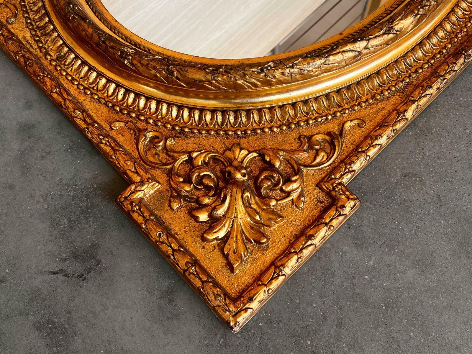 Miroir français rectangulaire en bois doré sculpté, XIXe siècle photo 3287.0