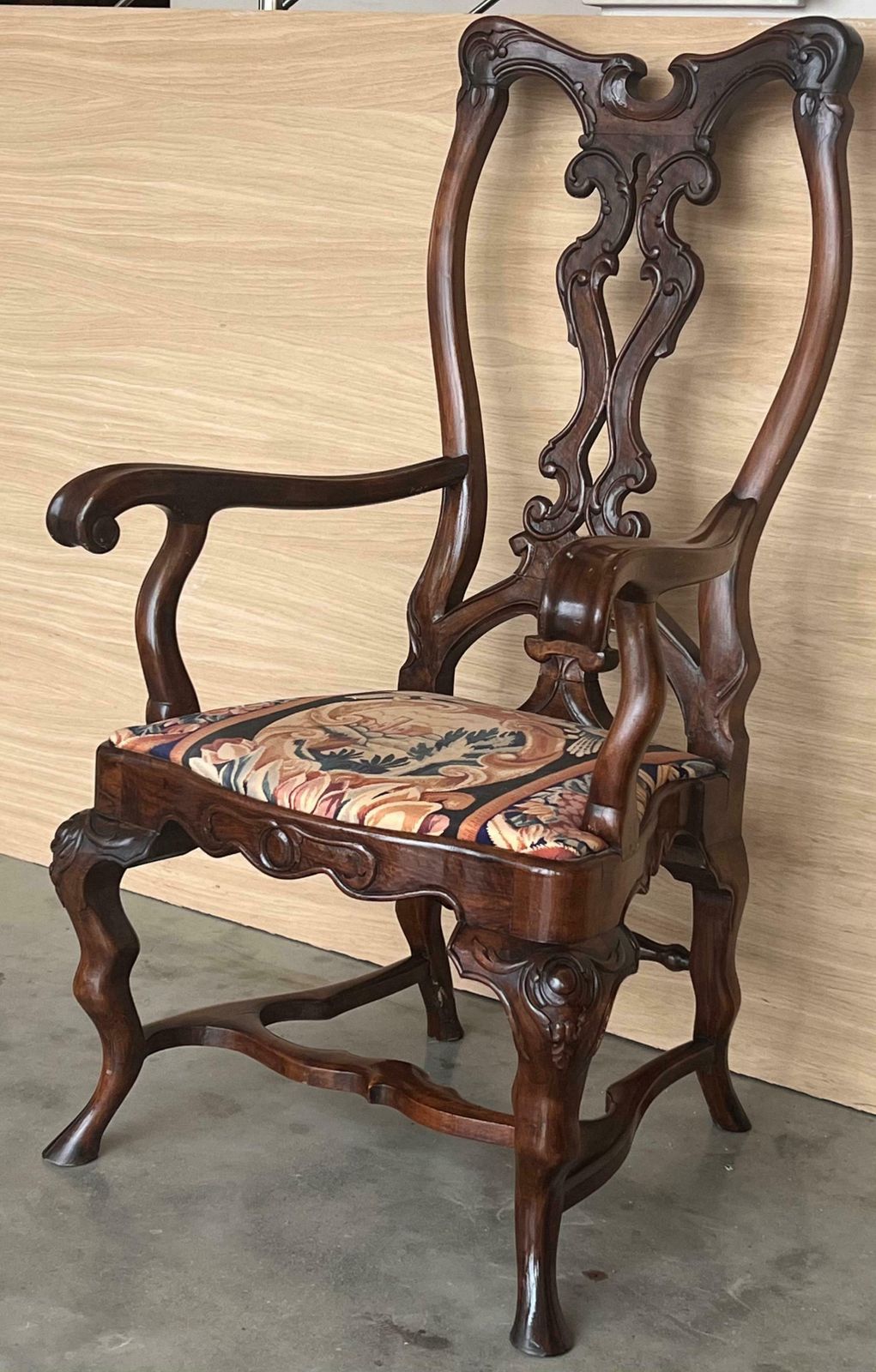 Paire de fauteuils de salle à manger Chippendale gothique en acajou massif, 1890 photo Mobilier