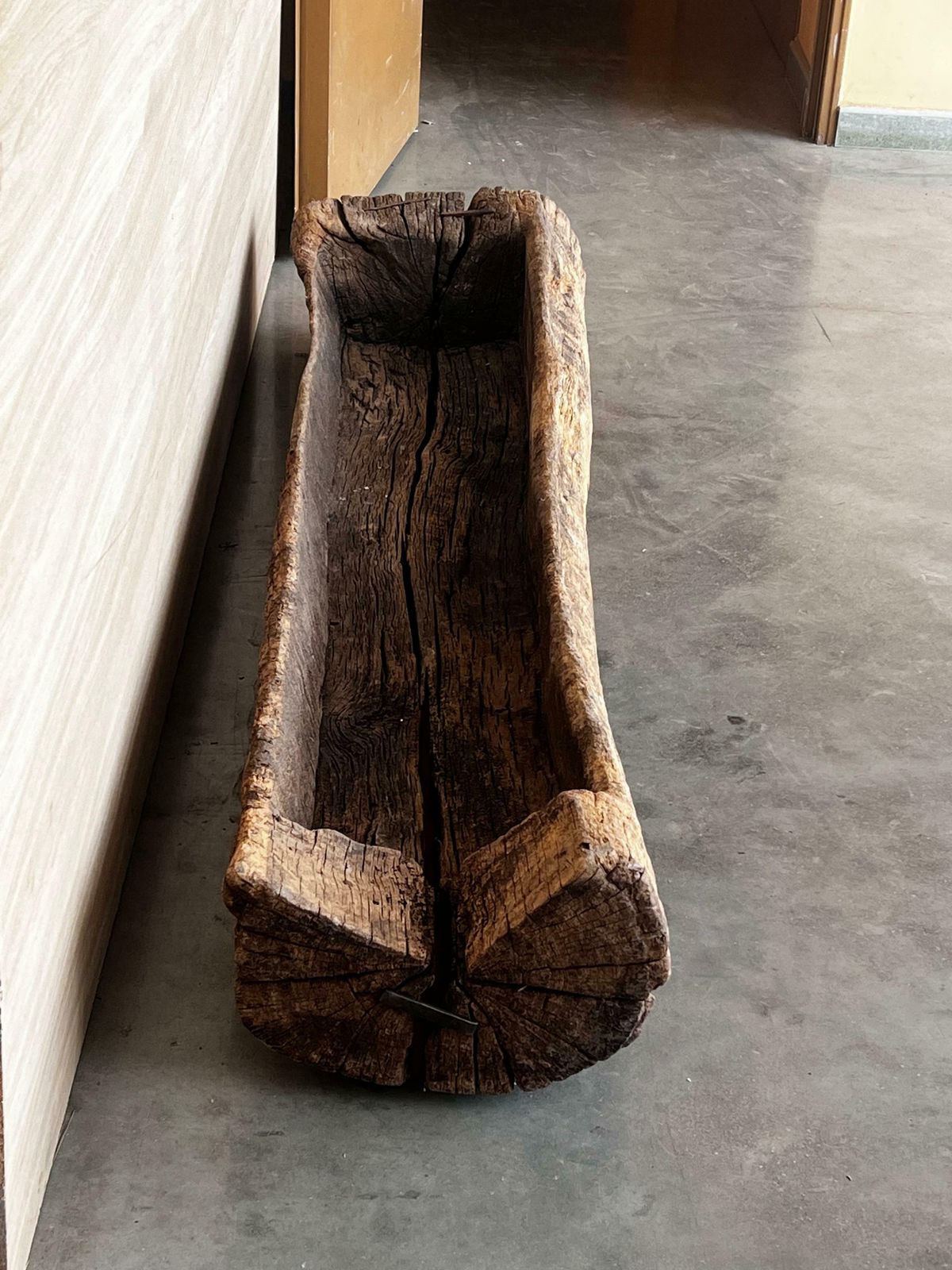 Spanish Antique & Brutalist Hollowed Out Tree Trunk Wooden Planter, 1700 photo buy
