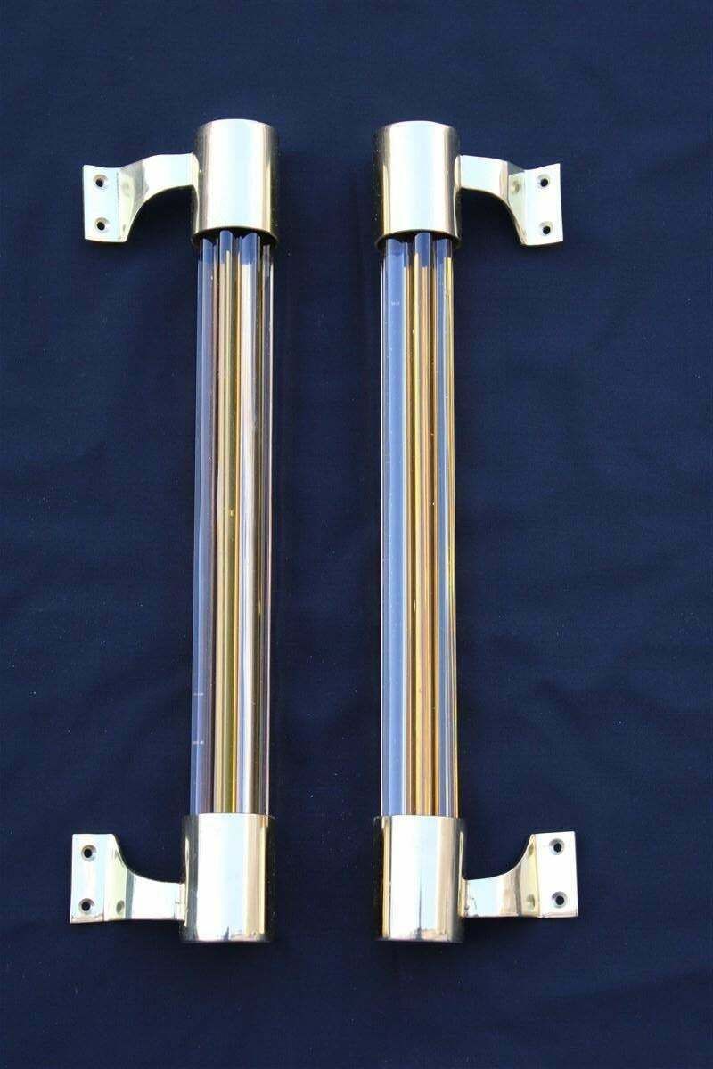 Pair Of Mid Century Venini Handles In Polished Brass And Murano Glass 1950 Made In Italy photo buy