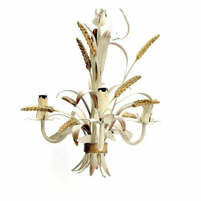Patinated Sheet Metal Chandelier With Ears Of Wheat photo 310.0