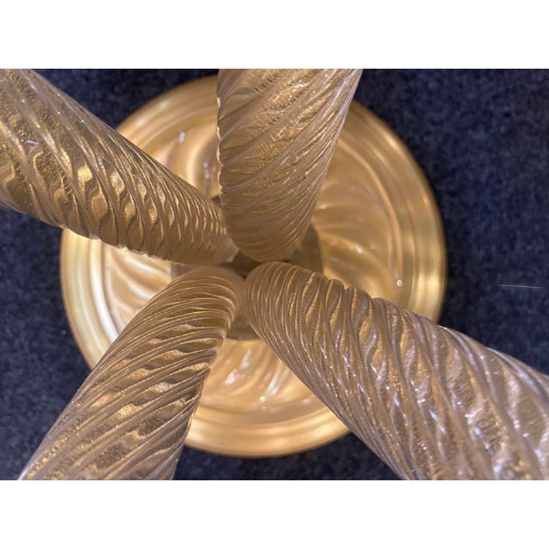 photo for sale 1980s Vintage Gold "Torciglione" Murano Glass Attributed Coffee Table