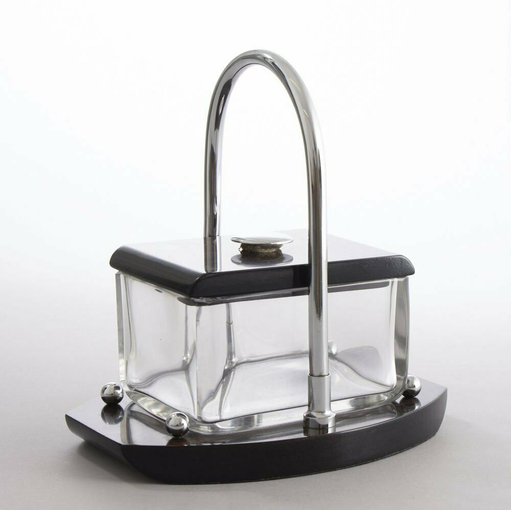 Louis Prodhon French Art Deco Macassar & Silver Plate Glass Ice Box 1930