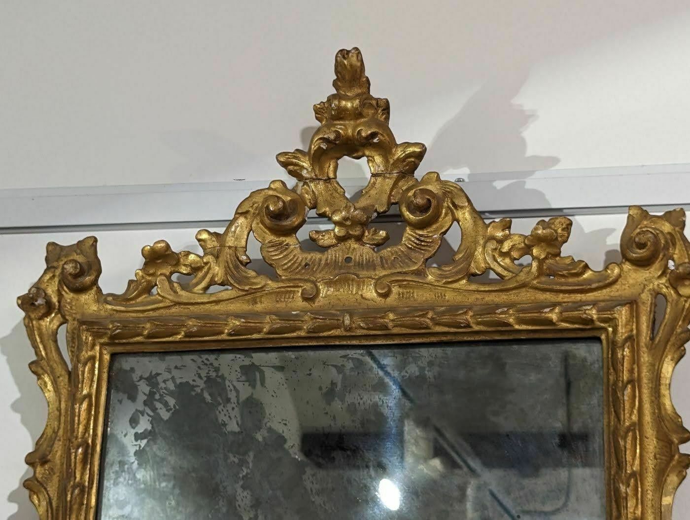 Baroque Style Mirror In 19th Century Gilded Wood photo for sale