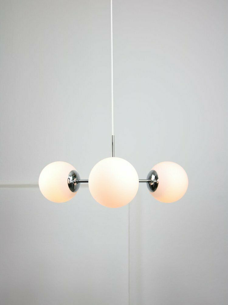 Vintage Italian Chrome And Opaline Sputnik Chandelier, 1970s photo 934.0