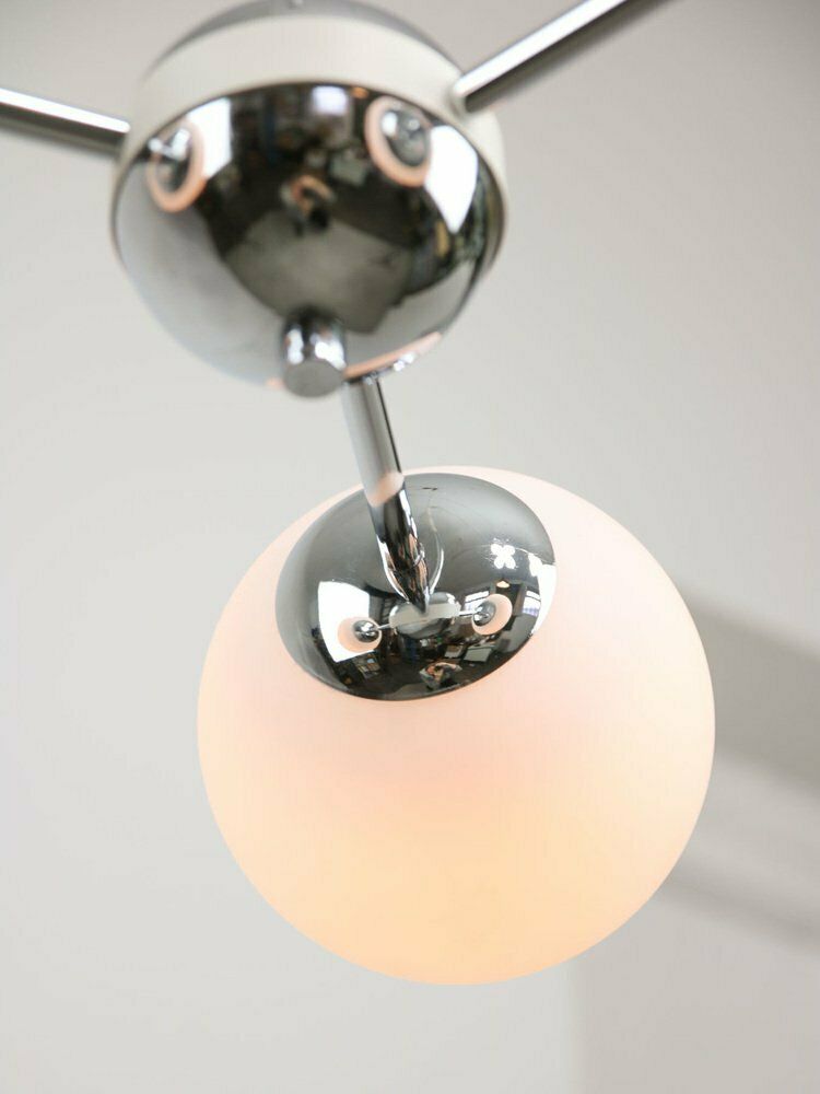 photo buy Vintage Italian Chrome And Opaline Sputnik Chandelier, 1970s