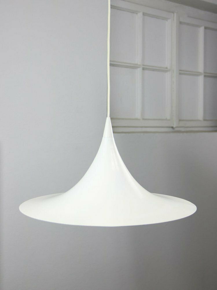 Danish White Trumpet Pendant Lamp Attributed To Claus Bonderup & Torsten Thorup