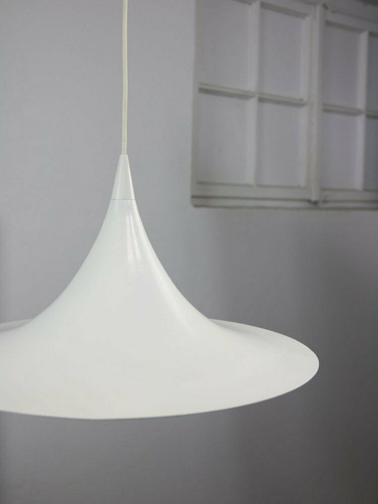 Danish White Trumpet Pendant Lamp Attributed To Claus Bonderup & Torsten Thorup photo Lighting