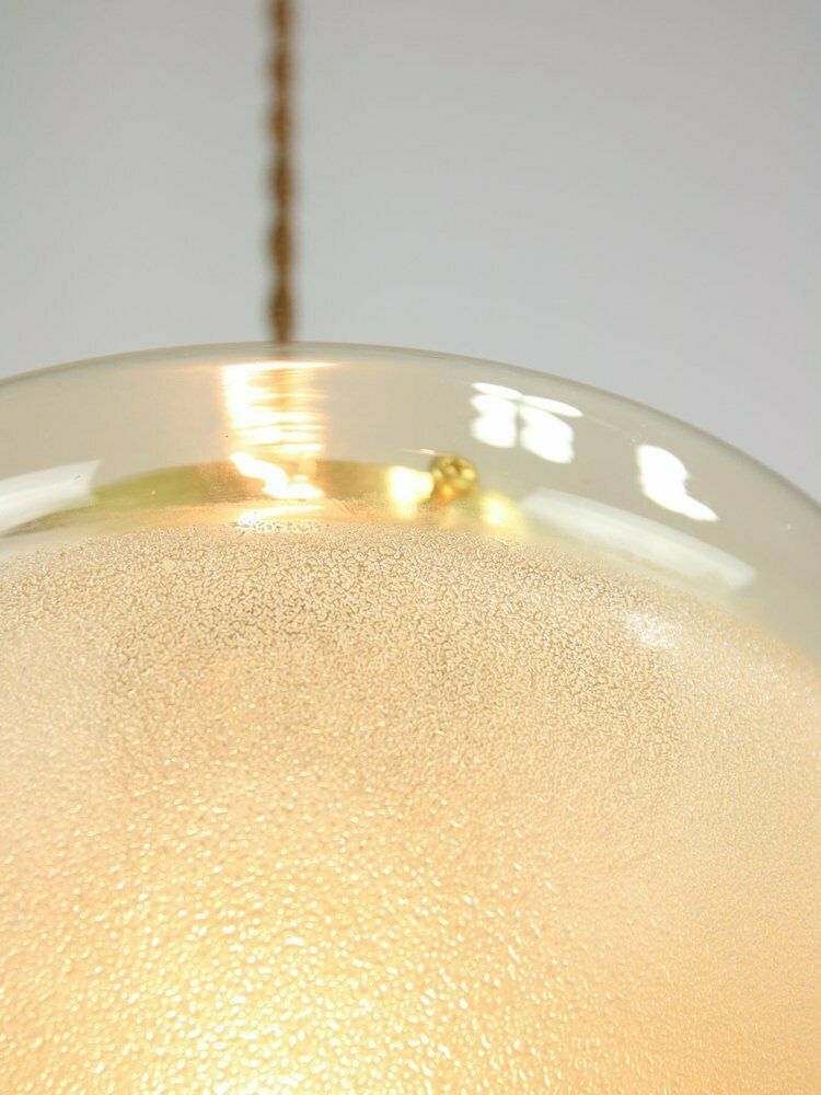 Mid Century Italian Brass And Glass Pendant Lamps, Set Of 2 photo vinterior