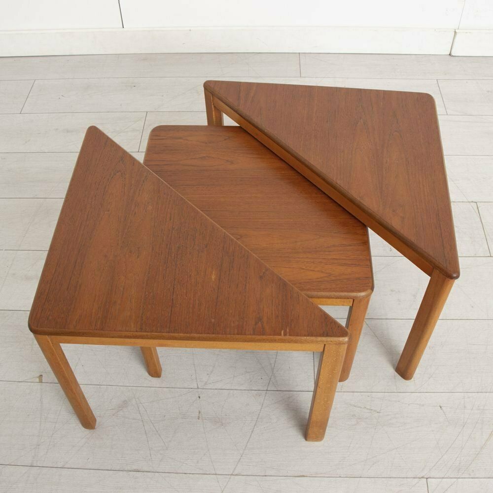 Midcentury Teak Nest Of 3 Tables photo for sale