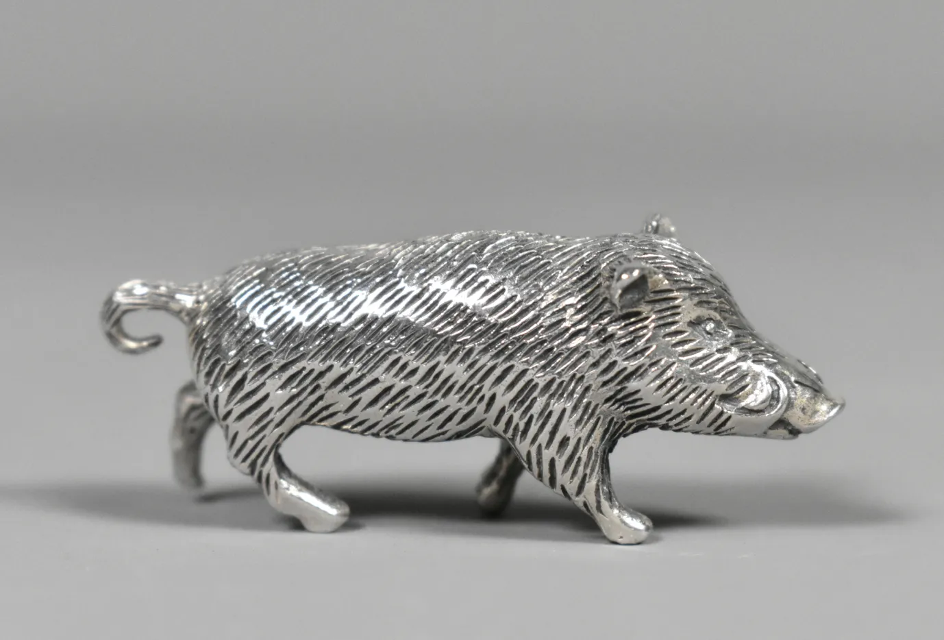 photo buy Collection Of Six Miniature Silver Pigs & Wild Boar