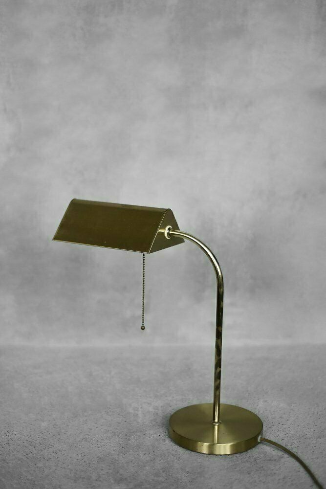 512.0 Mid Century German Modern Gold Brass Desk Lamp With Chain From Karstadt Ag, 1970s photo