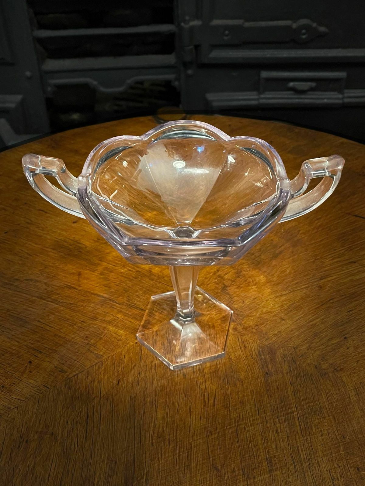 1930s Rare Lilac Tinted Pedestal Bowl.Twin Handled Bon Bon Dish photo buy