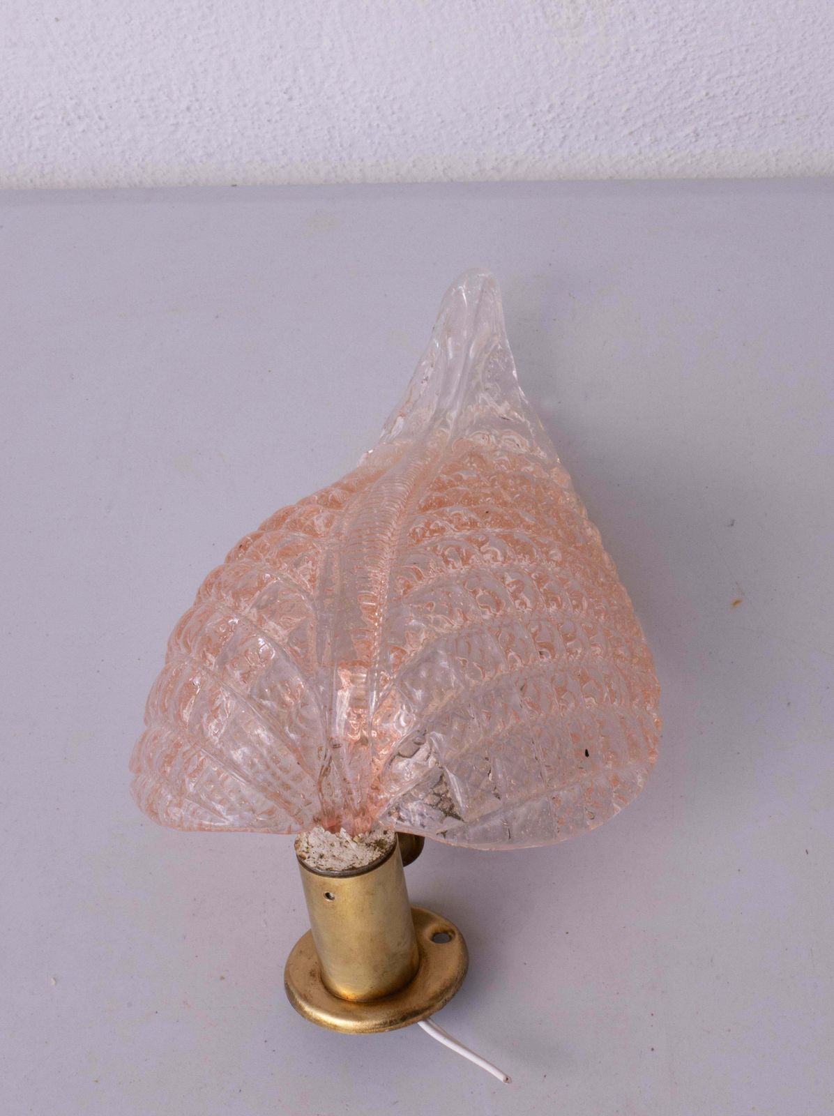 1574.0 Wall Light Pink Jewel Murano Glass Leave By Barovier E Toso, 1950s photo
