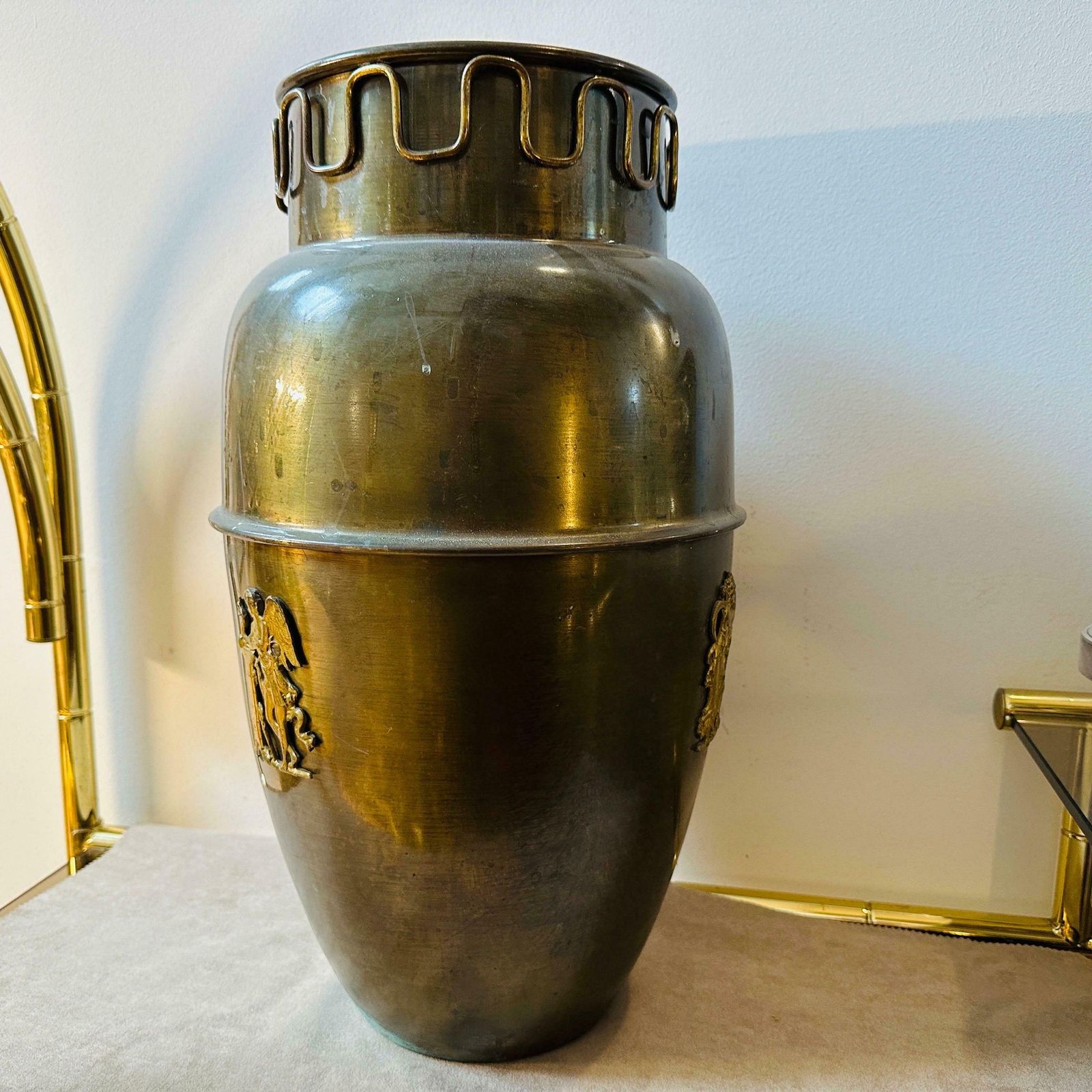 1950s Mid Century Modern Brass Italian Umbrella Stand In The Manner Of Gio Ponti photo furniture