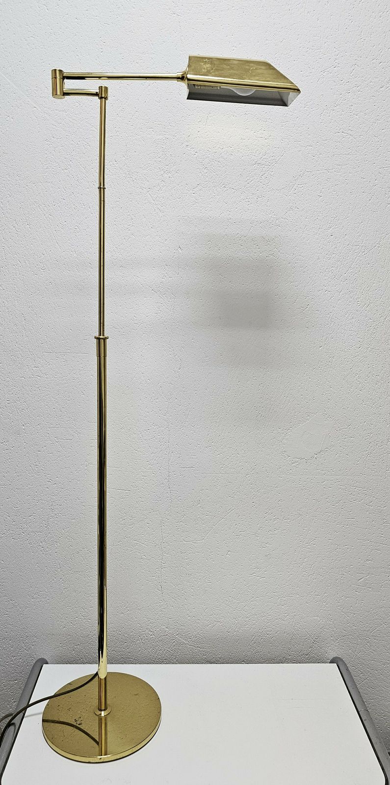 Mid Century Modern Swing Arm Floor Lamp Done In Brass With Adjustable Height // Made In West Germany In 1970s photo for sale
