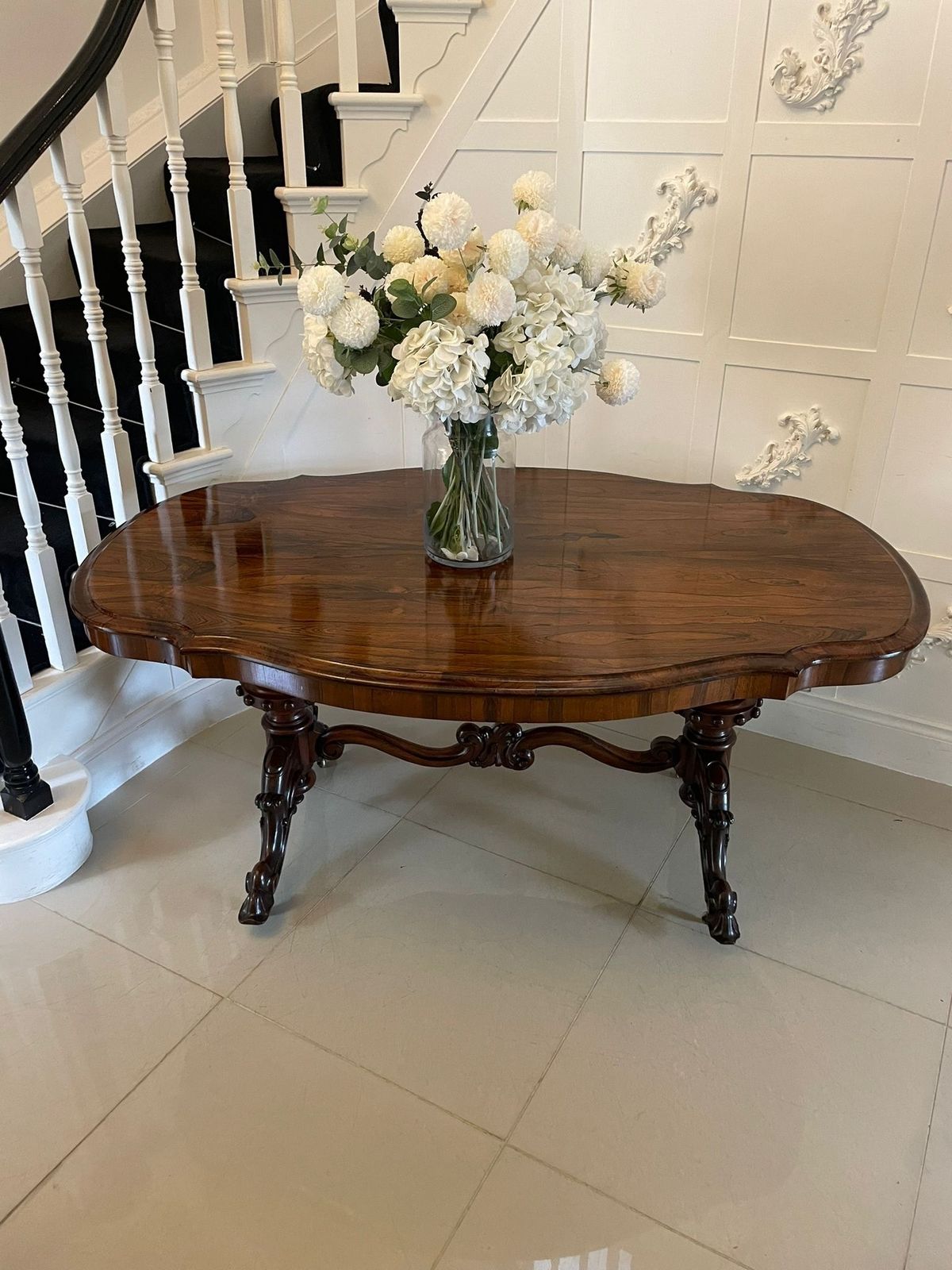 Furniture Outstanding Quality Large Antique 19th Century Rosewood Dining Table photo