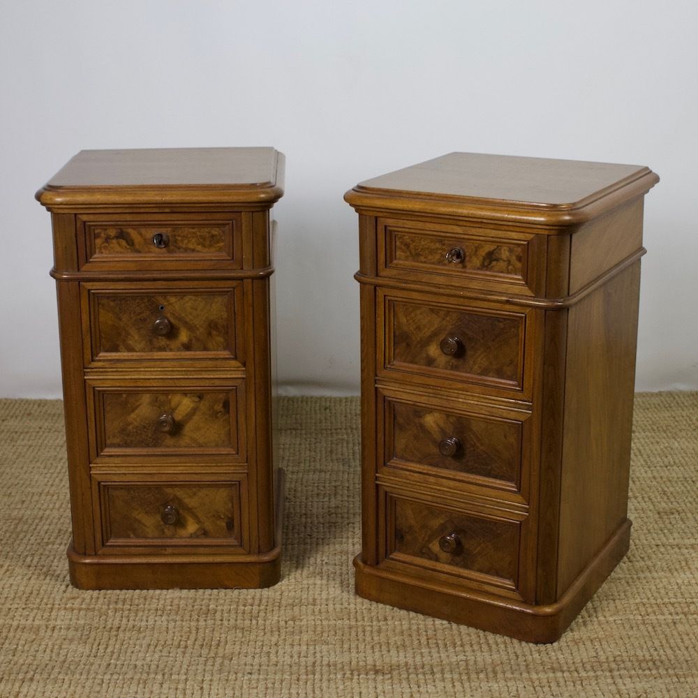 Pair Of Continental Walnut Bedside Chests photo 1548.0