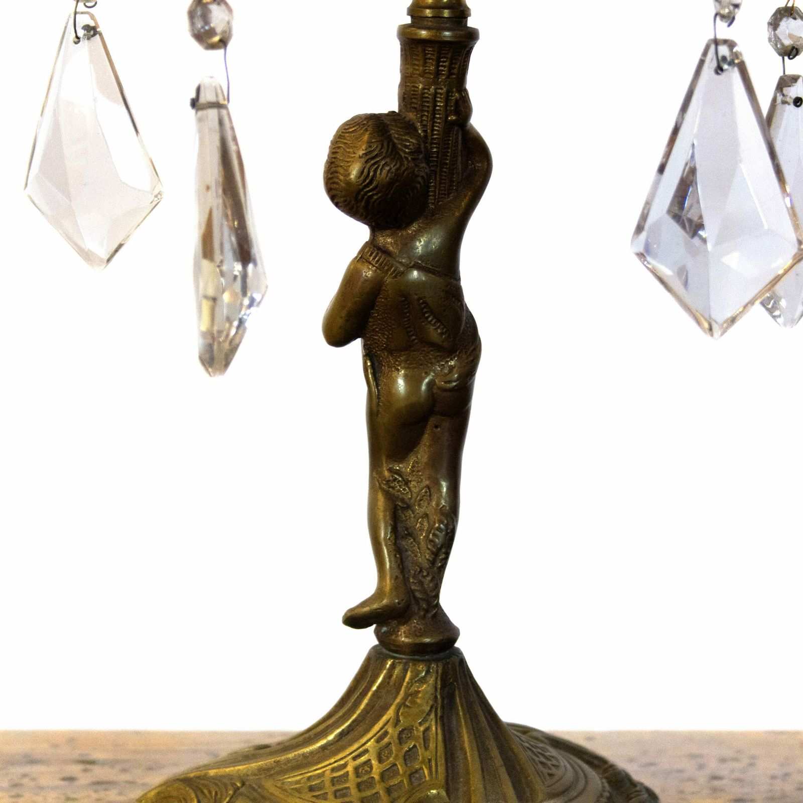 Vintage Bronze Candelabra Lamp With Purple Crystals, 1930s photo Home Decor