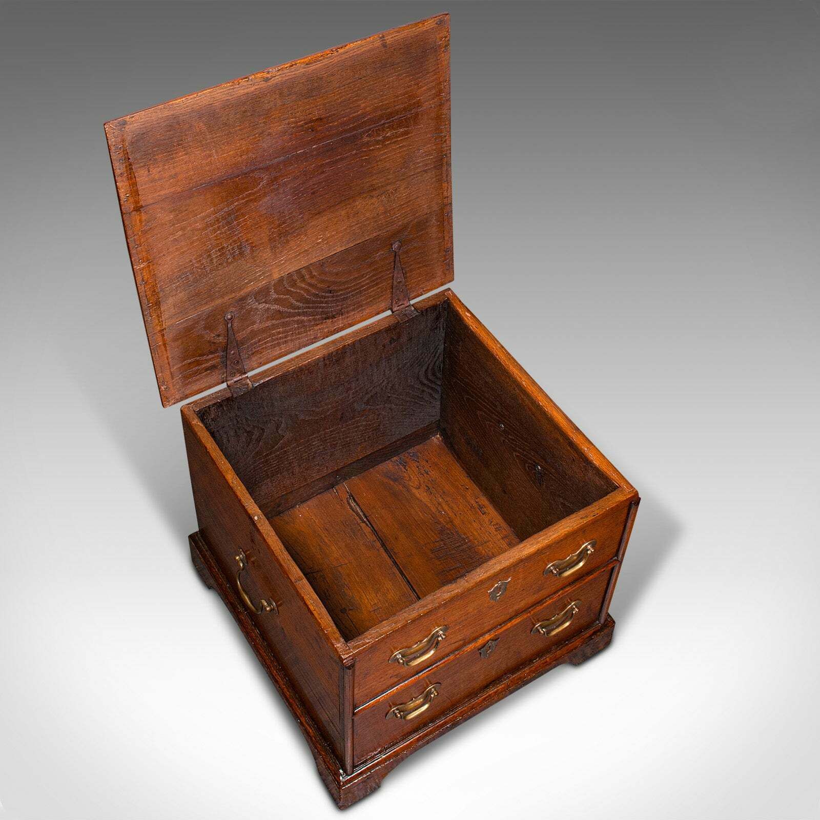 Antique Storage Chest, English, Oak, Fireside Bin, Bedside Box, Georgian, C.1780 photo vintage