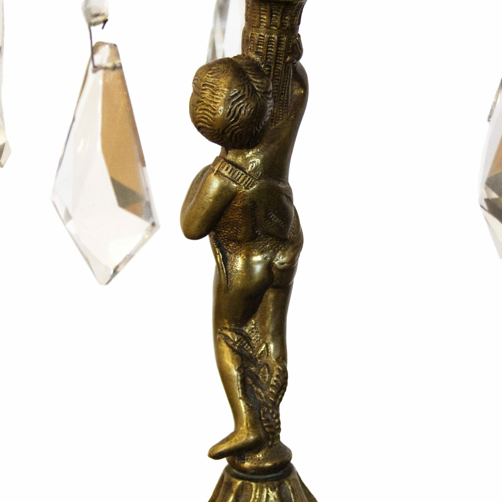 Vintage Bronze Candelabra Lamp With Green Crystals, 1930s photo furniture
