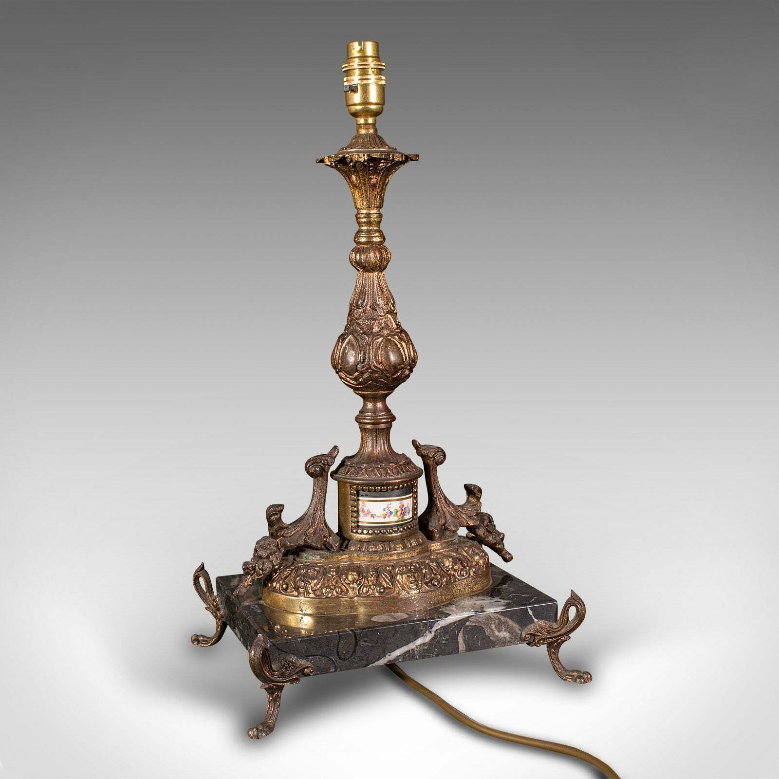 Pair Of Antique Lamp Bases, French, Gilt Metal, Marble, Table Light, Edwardian photo Home Decor