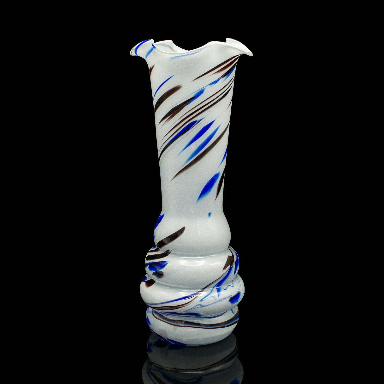 Tall Vintage Murano Flower Vase, Italian, Blown Glass, Mid Century, Circa 1950
