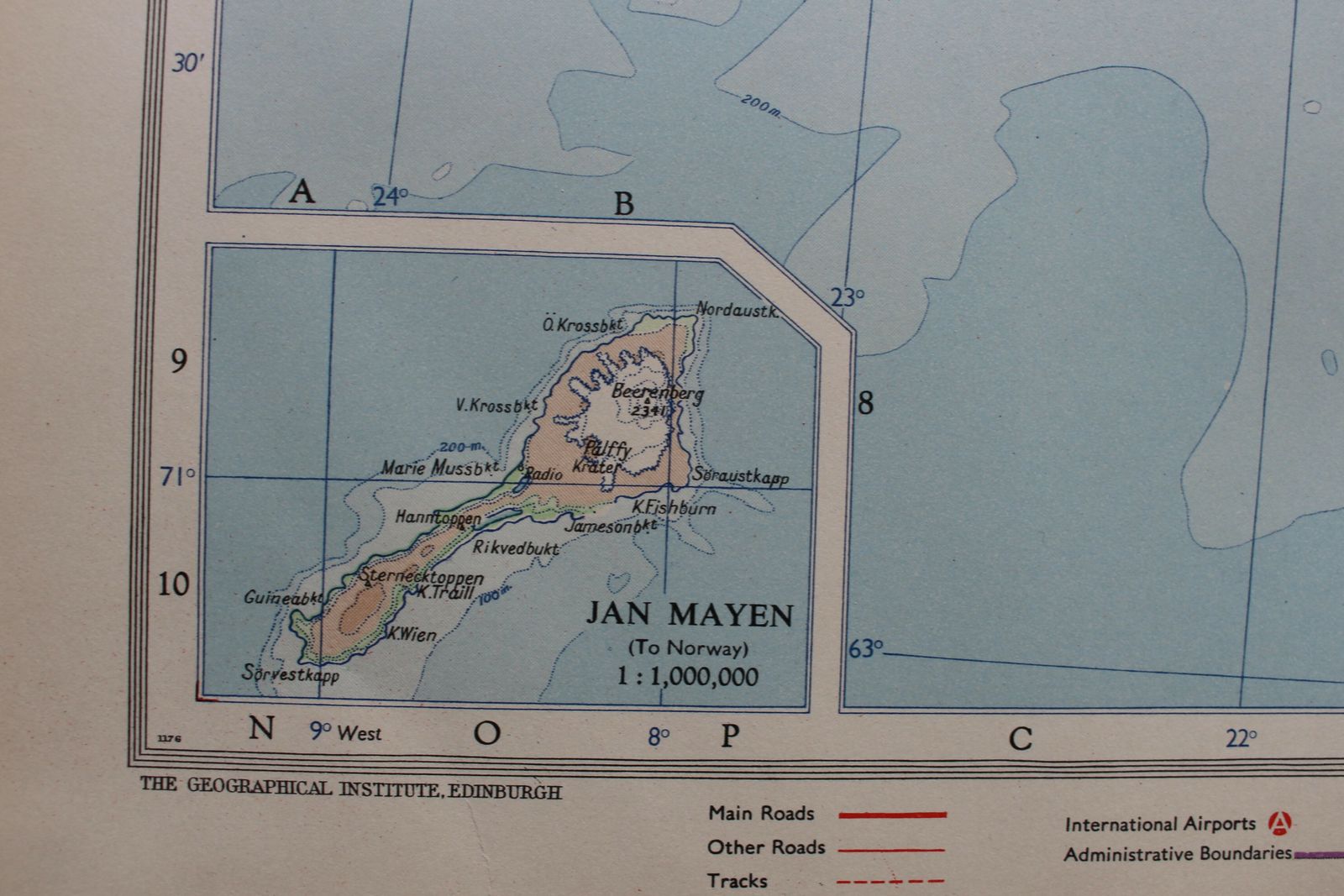 Large Map Of Iceland With Insets Of Spitsbergen, Jan Mayen And Bear Island photo for sale