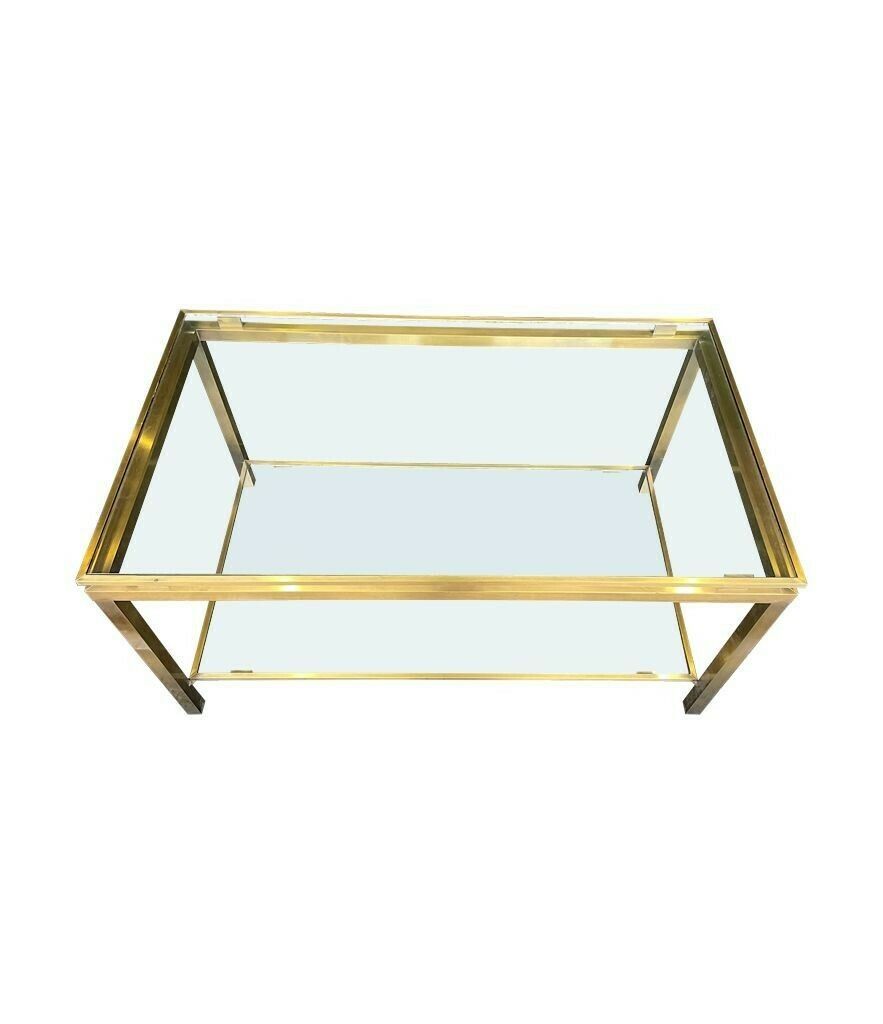 A French 1970s Gilt Metal Two Tiered Coffee Table In The Style Of Guy Lefevre photo Furniture