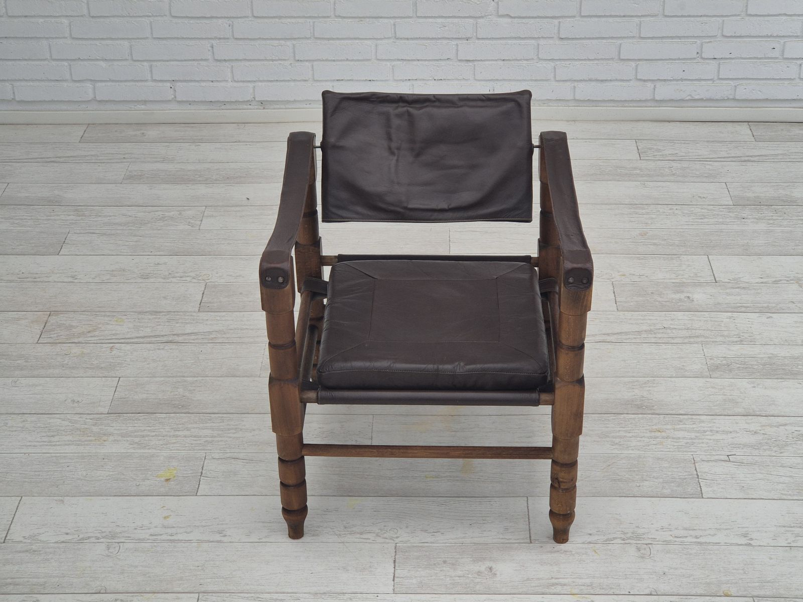 1960s, Scandinavian "Safari" Lounge Chair, Original Condition, Leather, Beech Wood. photo 995.0