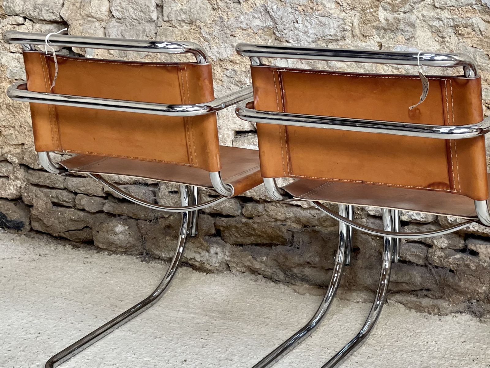 Set Of 2 Two  Mies Van Der Rohe Mr 20 Chair Chairs Dinning Club Lounge Occasional Bauhaus Mid Century photo 1795.0