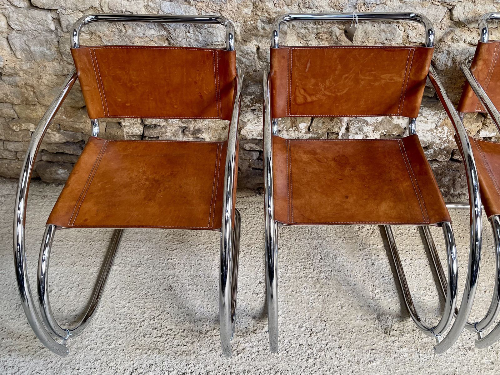 photo buy Set Of 2 Two  Mies Van Der Rohe Mr 20 Chair Chairs Dinning Club Lounge Occasional Bauhaus Mid Century