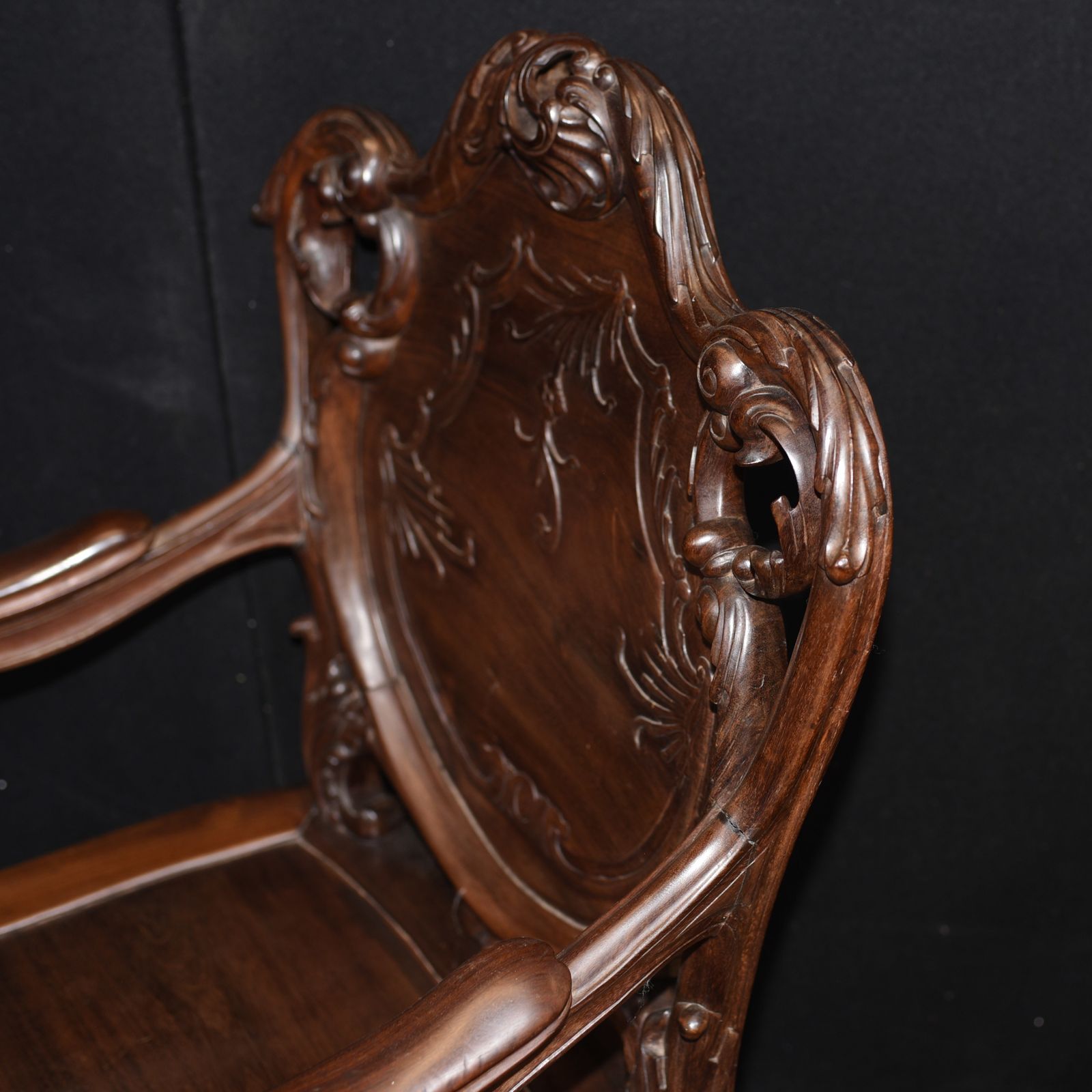 Pair Art Nouveau French Hard Wood Arm Chairs photo furniture