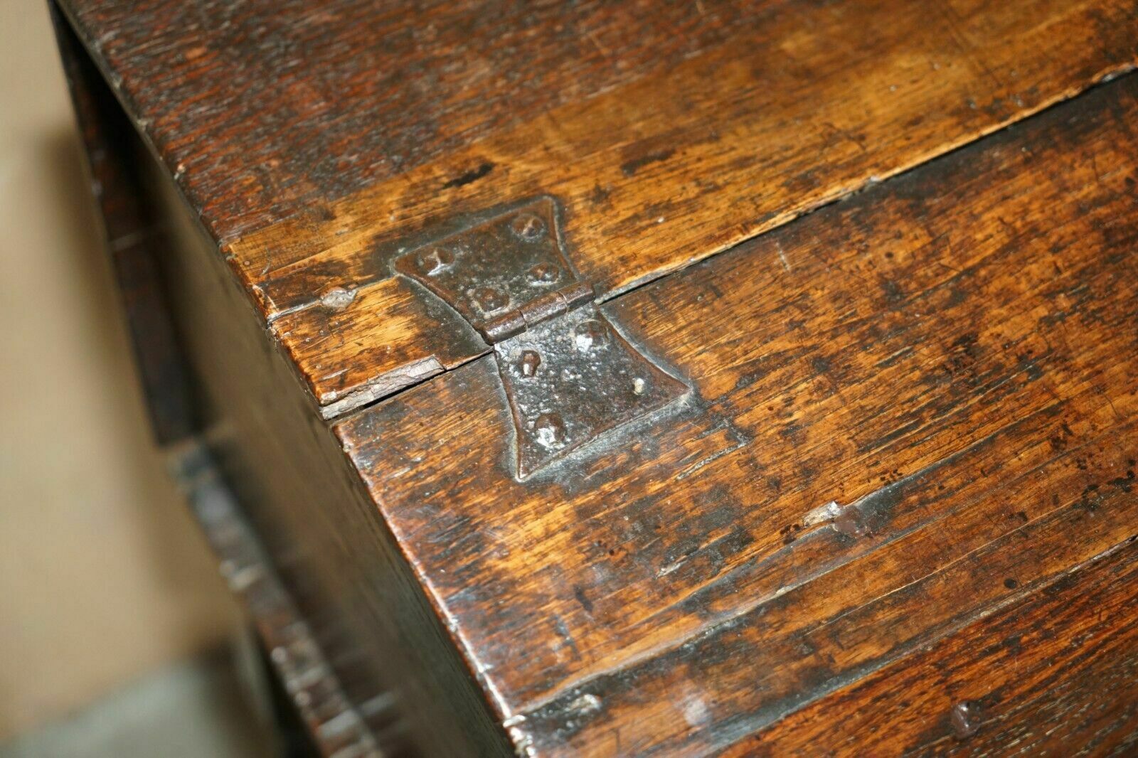Furniture Antique 1684 Dated Hand Carved 17th Century Lift Top Writing Table Desk Bible photo