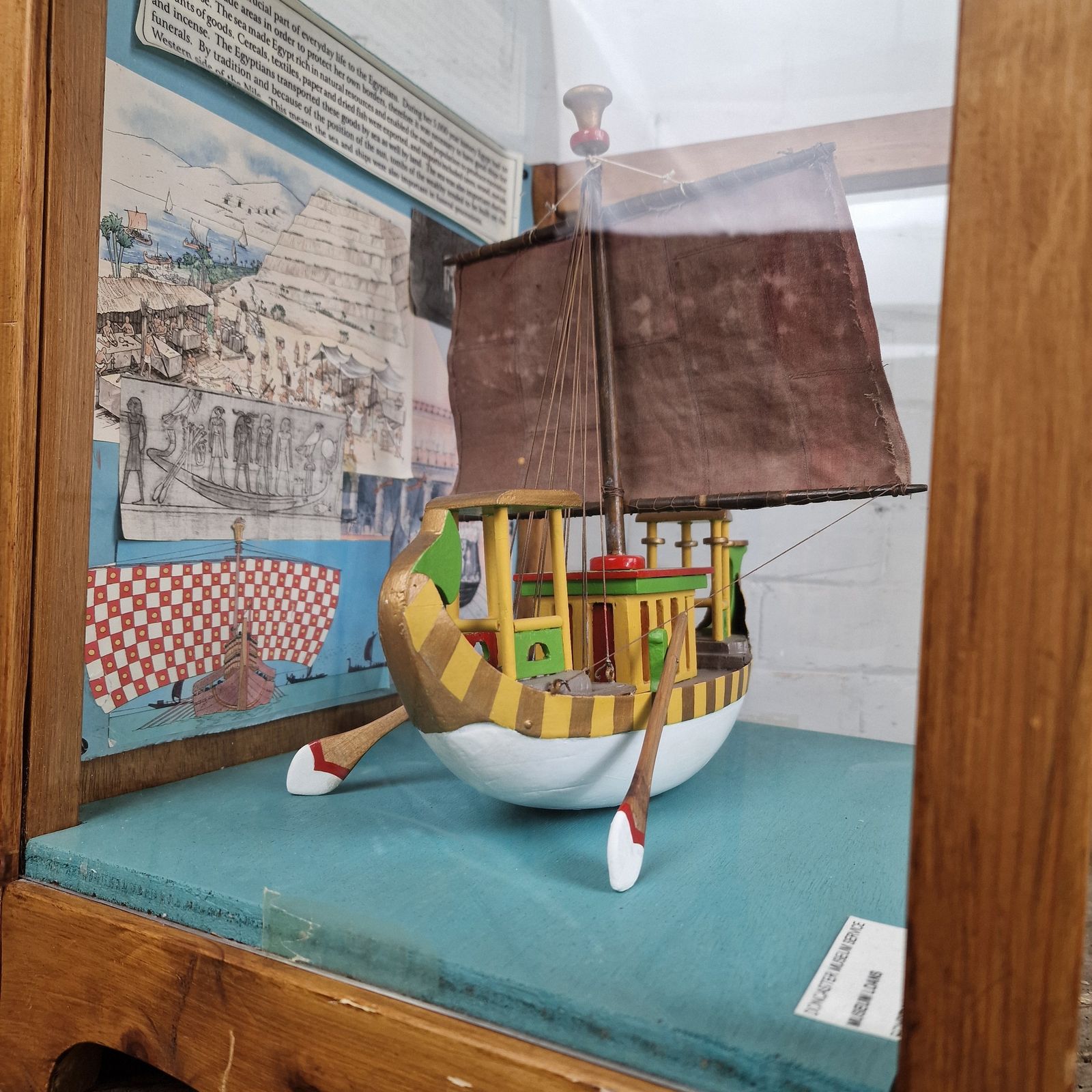 Vintage Mid 20th Century Educational Model Of An Egyptian Ship photo furniture
