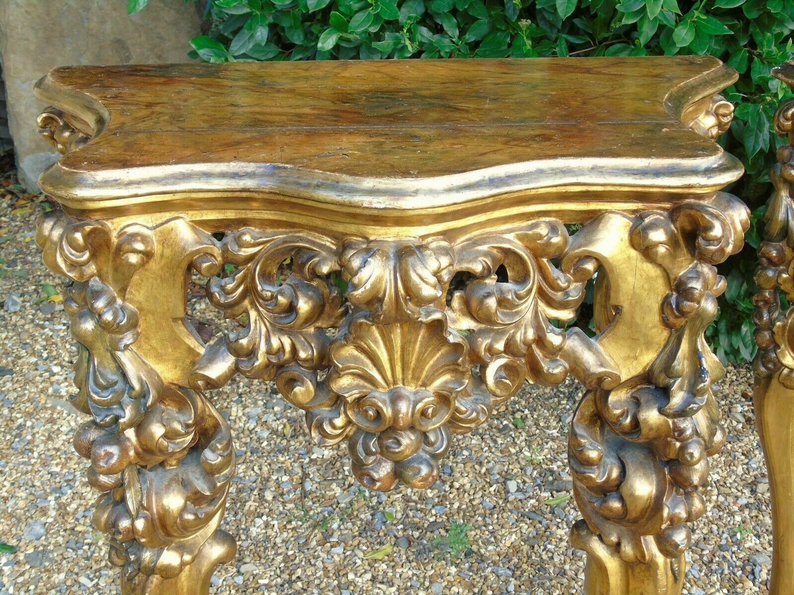 Fabulous Pair Of Giltwood Console Tables 19th Century Rococo photo Furniture