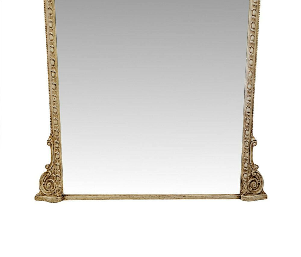 A Very Fine And Unusual Painted And Waxed Archtop Overmantel Mirror photo for sale
