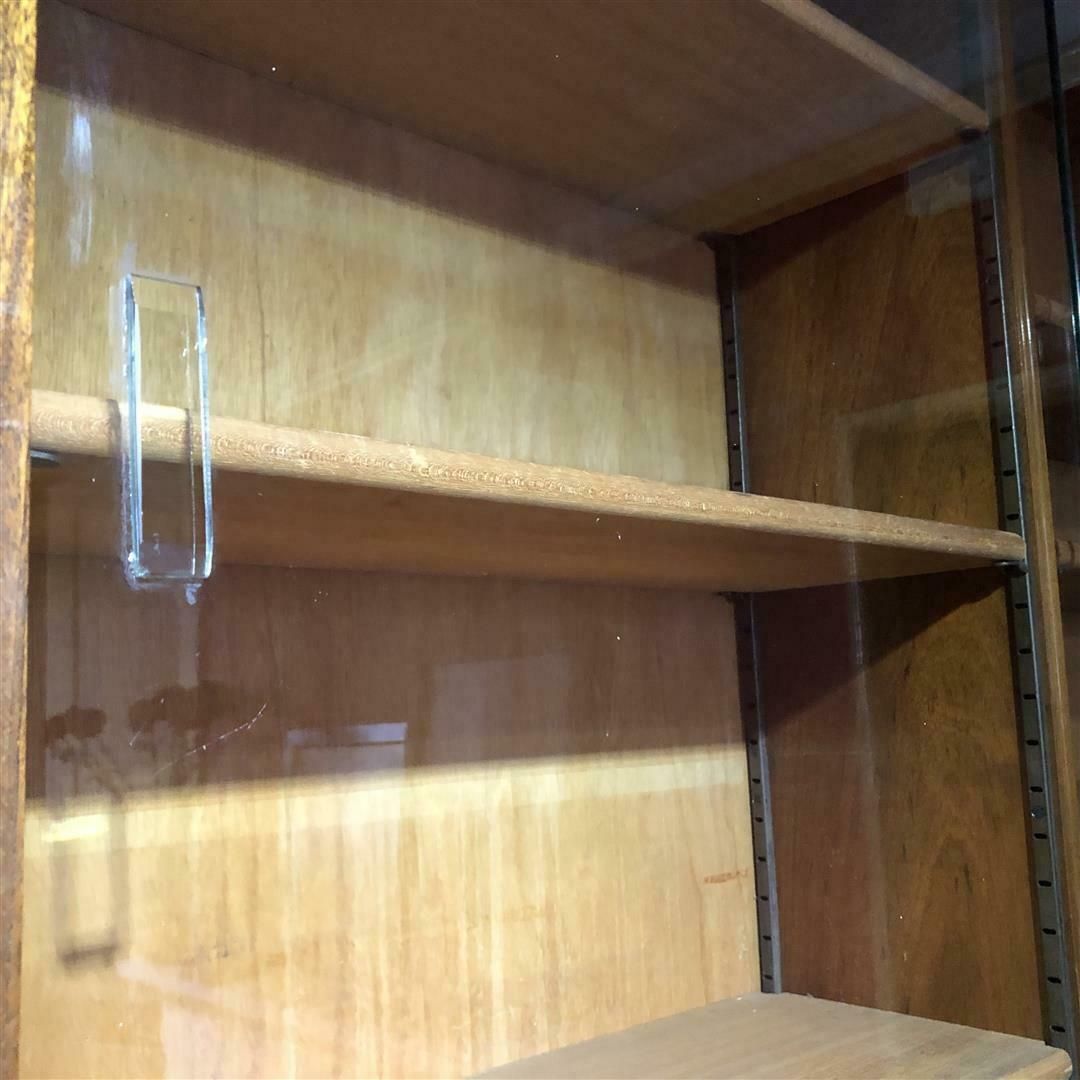Mid Century Teak Office Shelving System With Sliding Glass Doors 1950s photo furniture