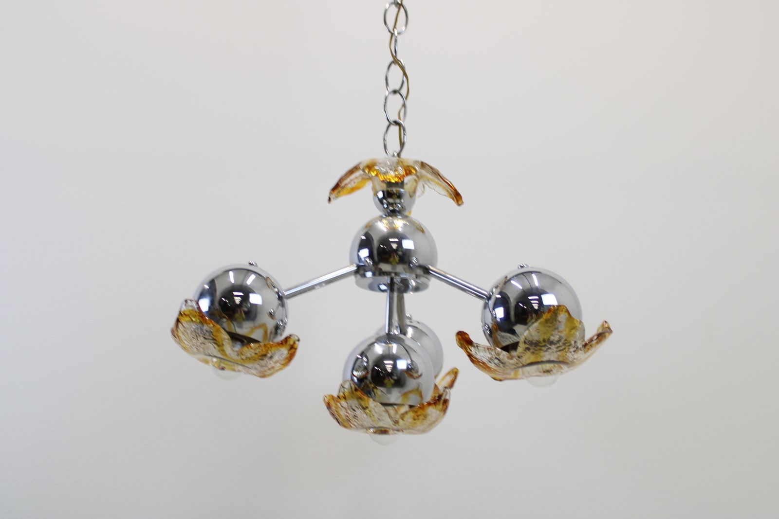 photo furniture Murano Pendant Lamp By Mazzega/Italy 1970s Space Age/Chrome Sputnik Light