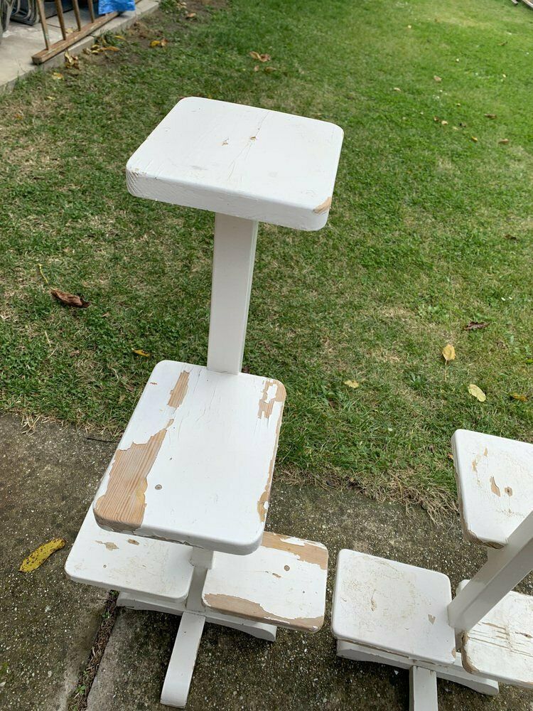 Art Deco White Painted Wooden Plant Stands, Set Of 2 photo 1301.0