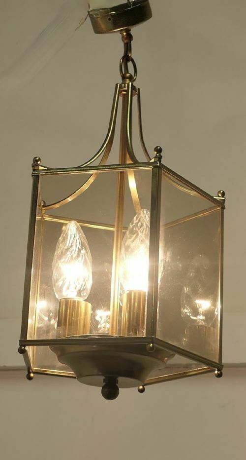 Superb Quality Pair Of Art Deco Style Brass And Glass Lanterns photo buy