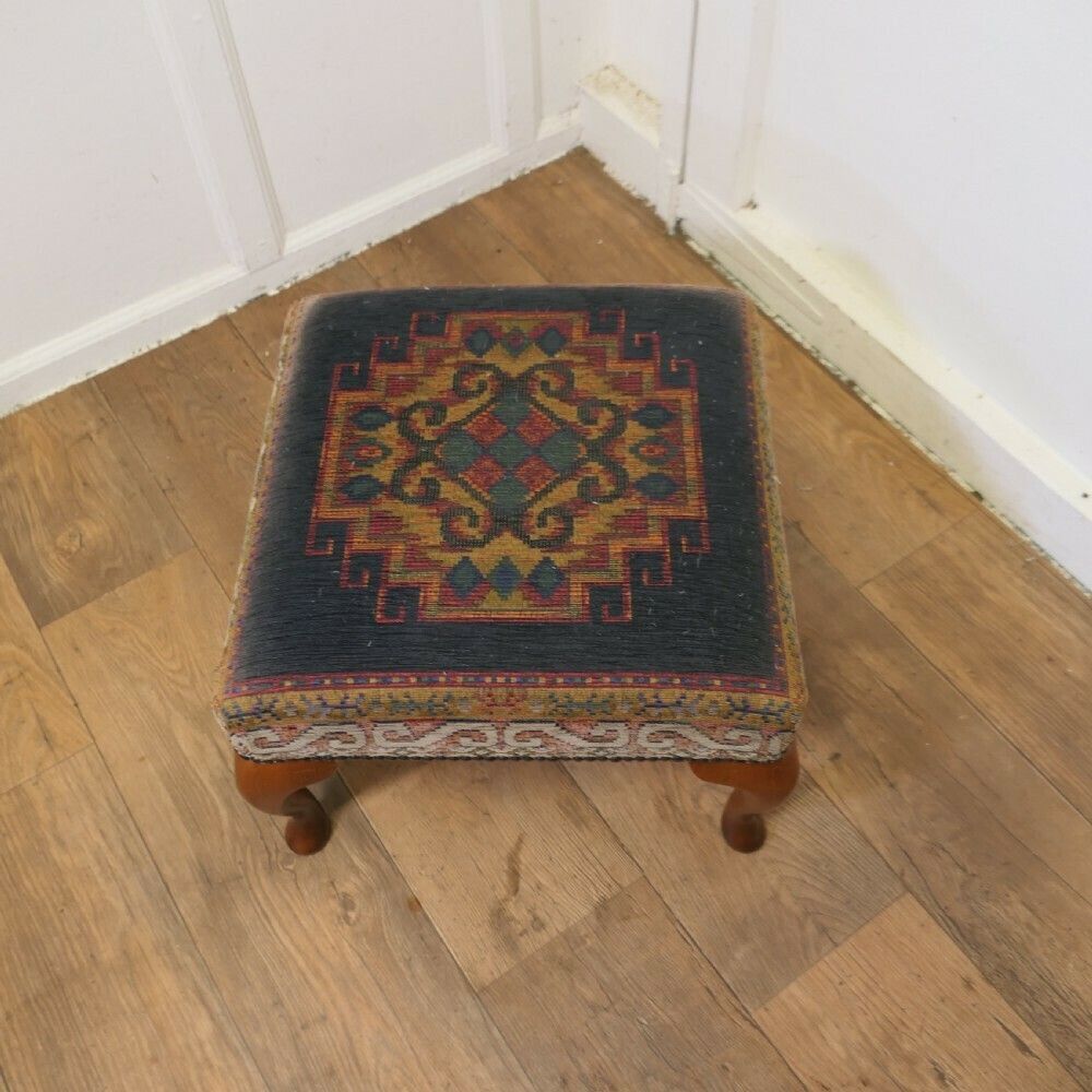 A Petit Point Embroidered Tapestry Upholstered Stool photo furniture