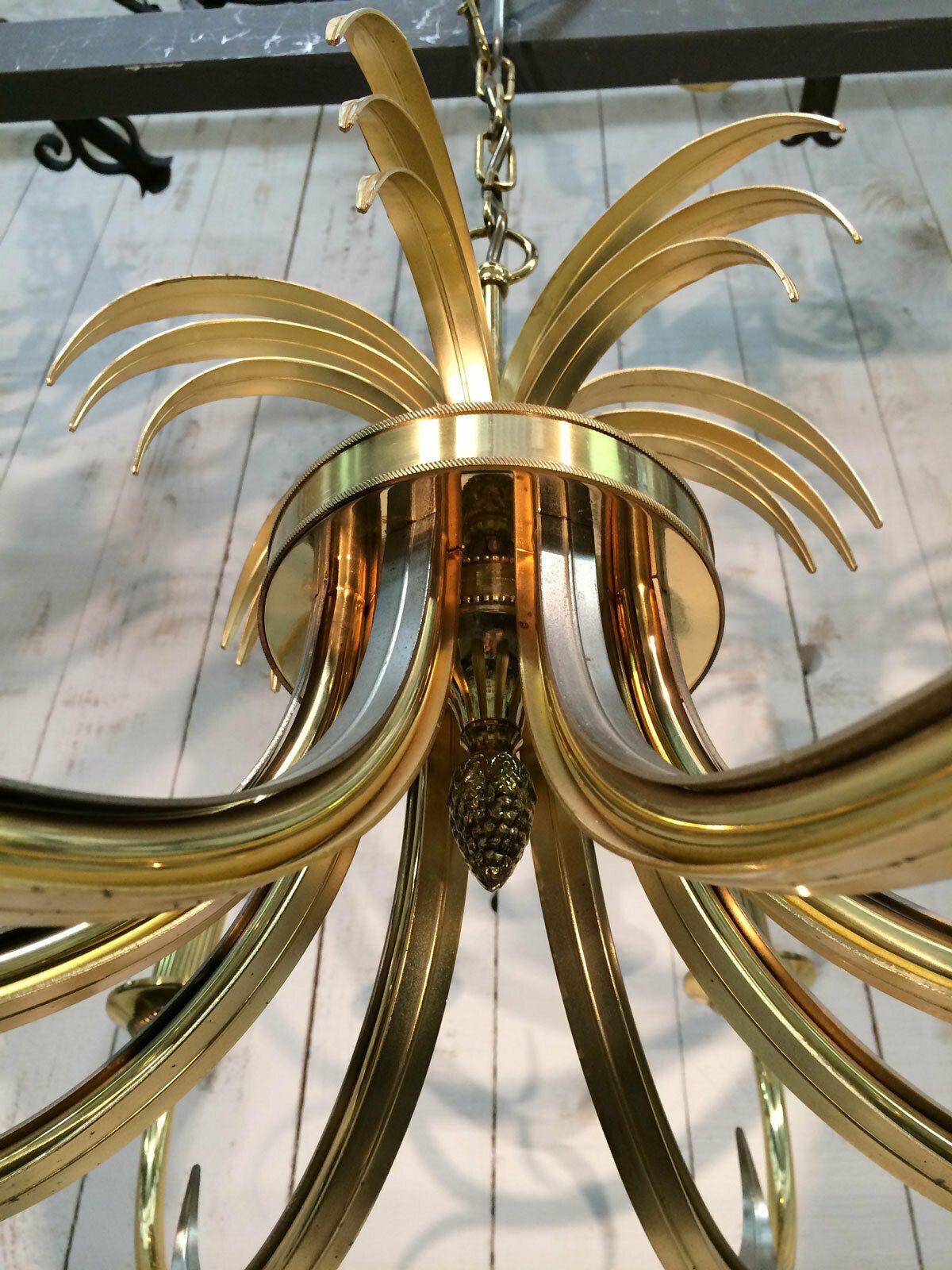 Pineapple Chandelier In Brushed Metal And Gold Metal In The Taste Of Maison Charles photo 2250.0