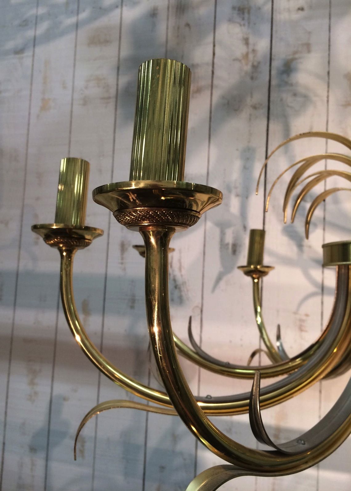 Pineapple Chandelier In Brushed Metal And Gold Metal In The Taste Of Maison Charles photo vintage